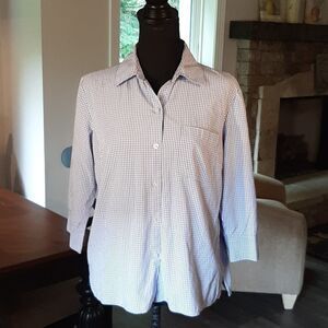 Style & Co Blue and White Cotton Button Down shirt